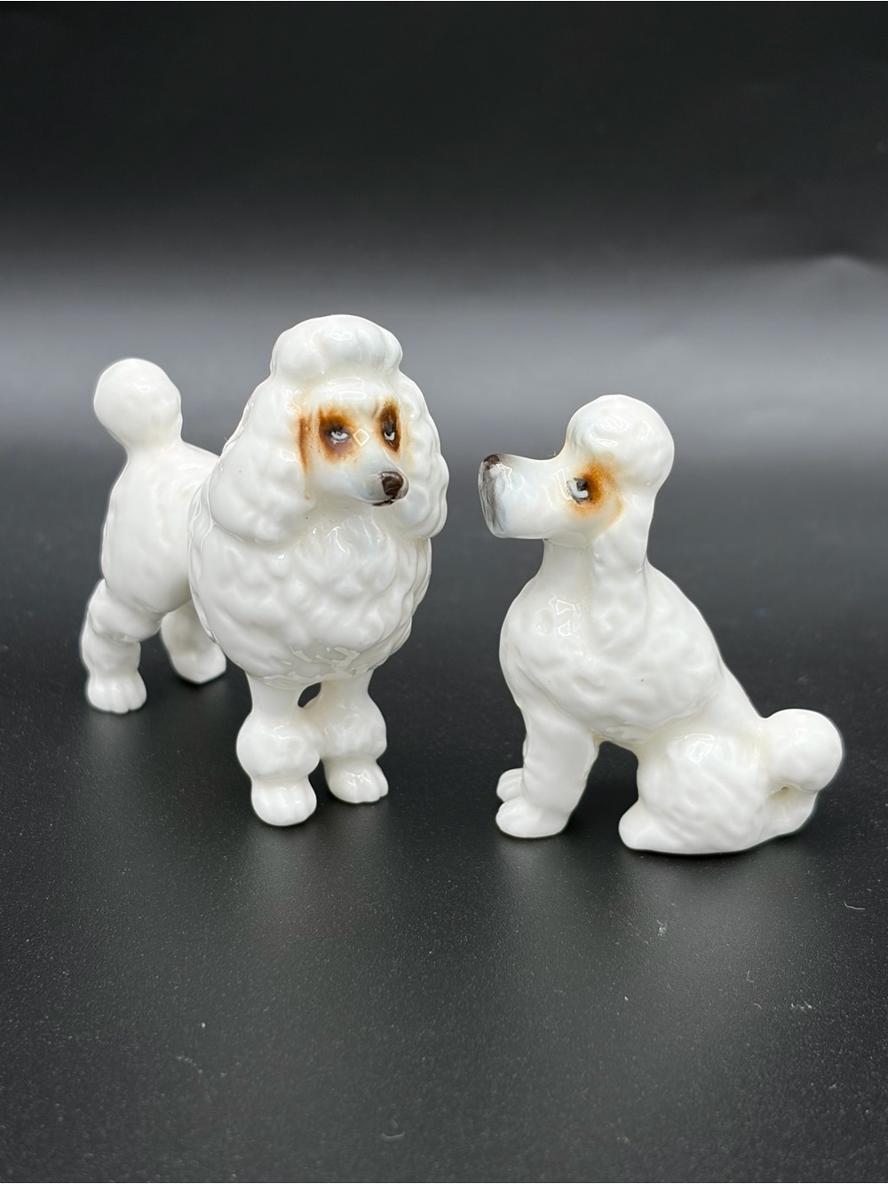 Set of 2 Vintage Bone China French Poodle Dog Figurines